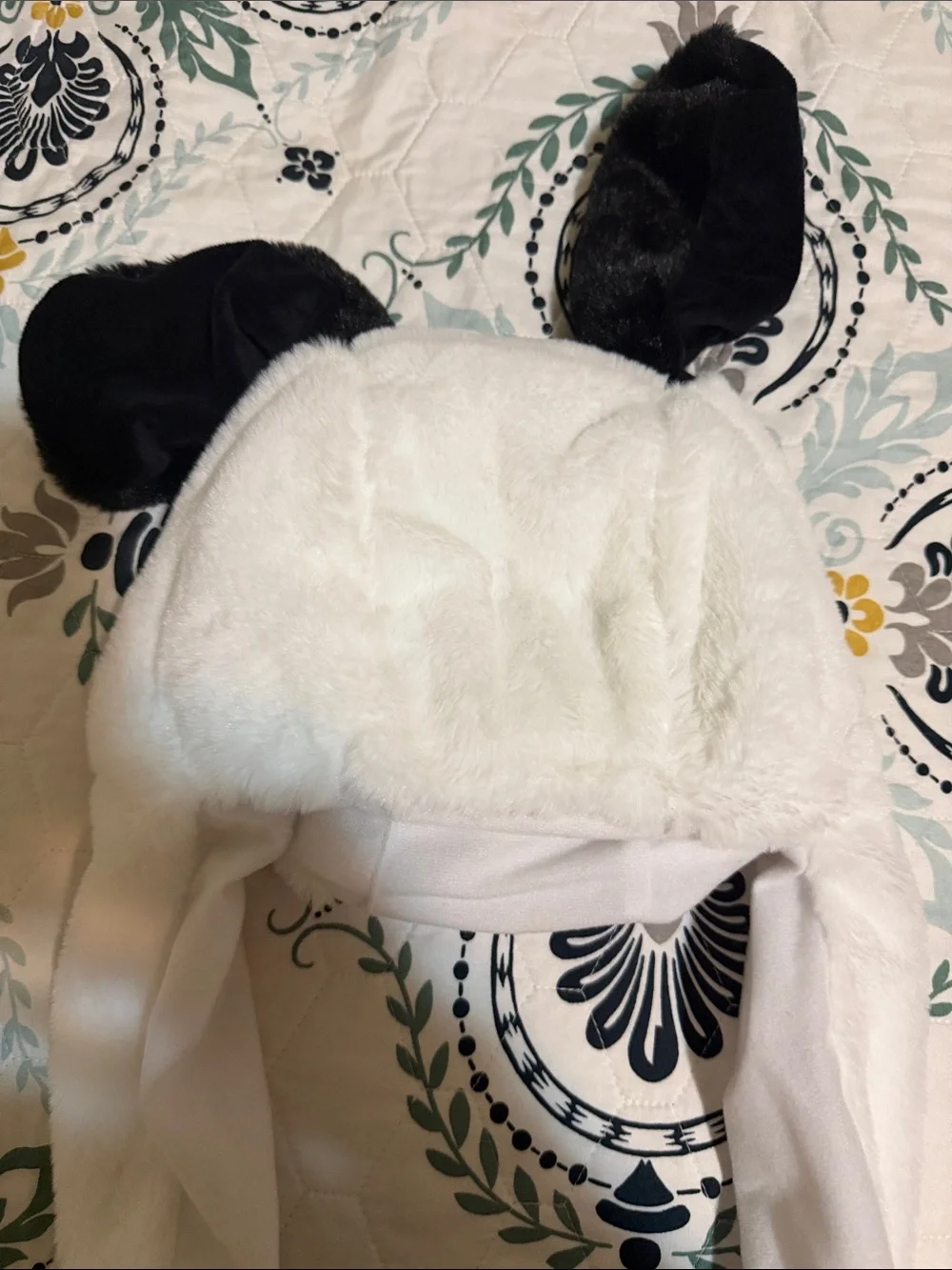 White Plush Dog Paw Hat with Long Ear Flaps